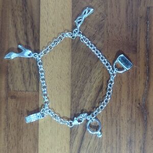 Sterling charm bracelet 925 silver cell phone high heel purse glasses ri…